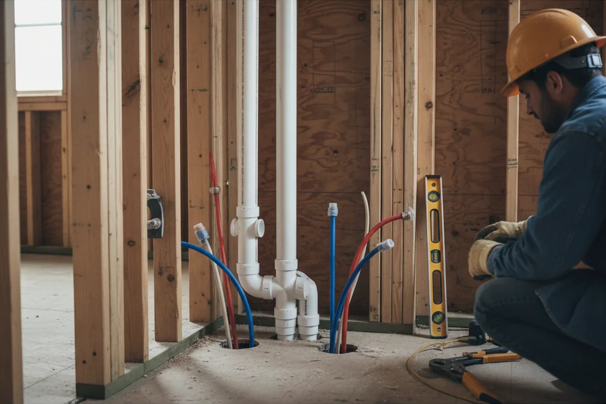 Drain and supply rough-in during Garbage Disposal Repair in Plano