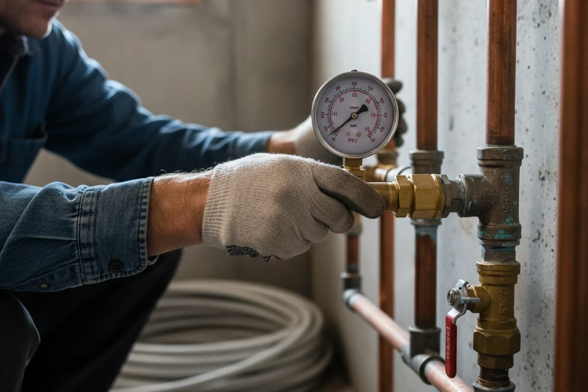 Pressure testing a repaired line during Water Line Repair in Plano